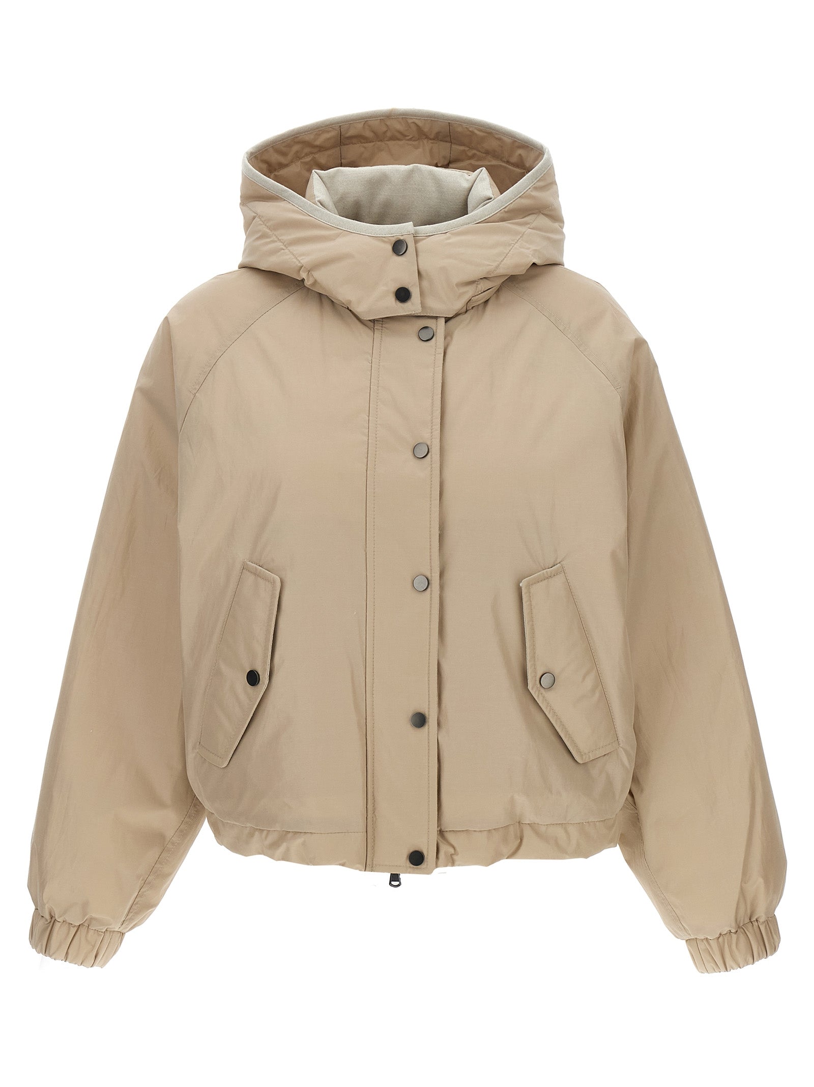Brunello Cucinelli Cropped Down Jacket Puffer Jackets Beige