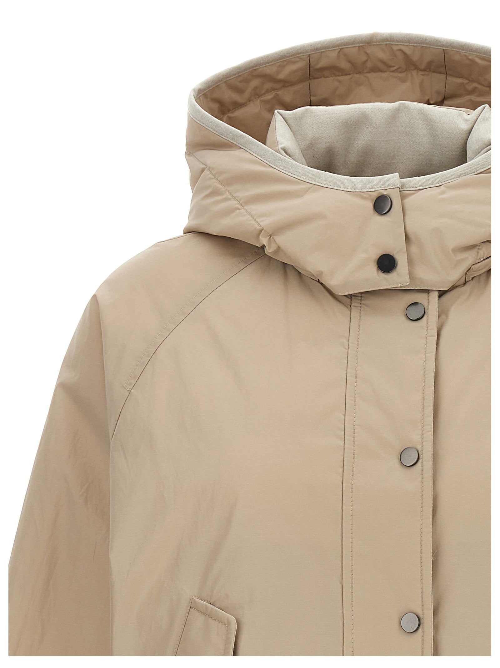 Brunello Cucinelli Cropped Down Jacket Puffer Jackets Beige