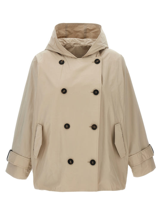 Double-Breasted Jacket Puffer Jackets Beige