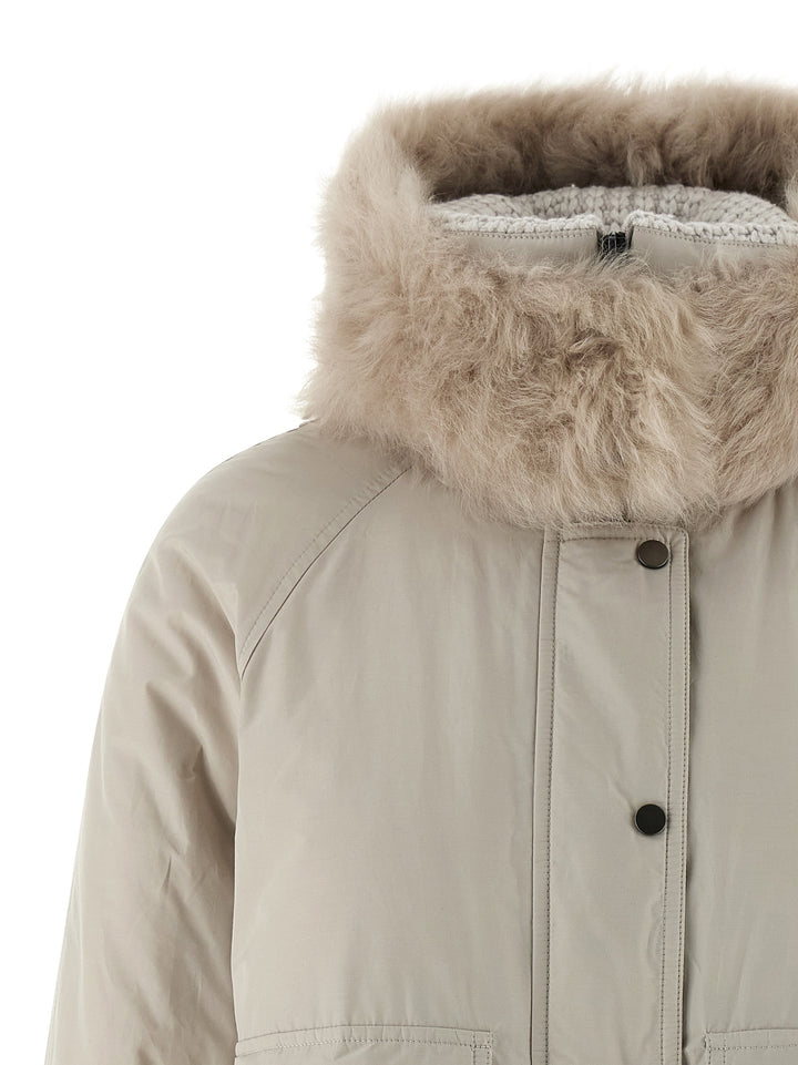Brunello Cucinelli Cashmere Neck Down Jacket Puffer Jackets - Beige | e02e26b8bc132ac95a27b5e2fa4cc9775bf73a04