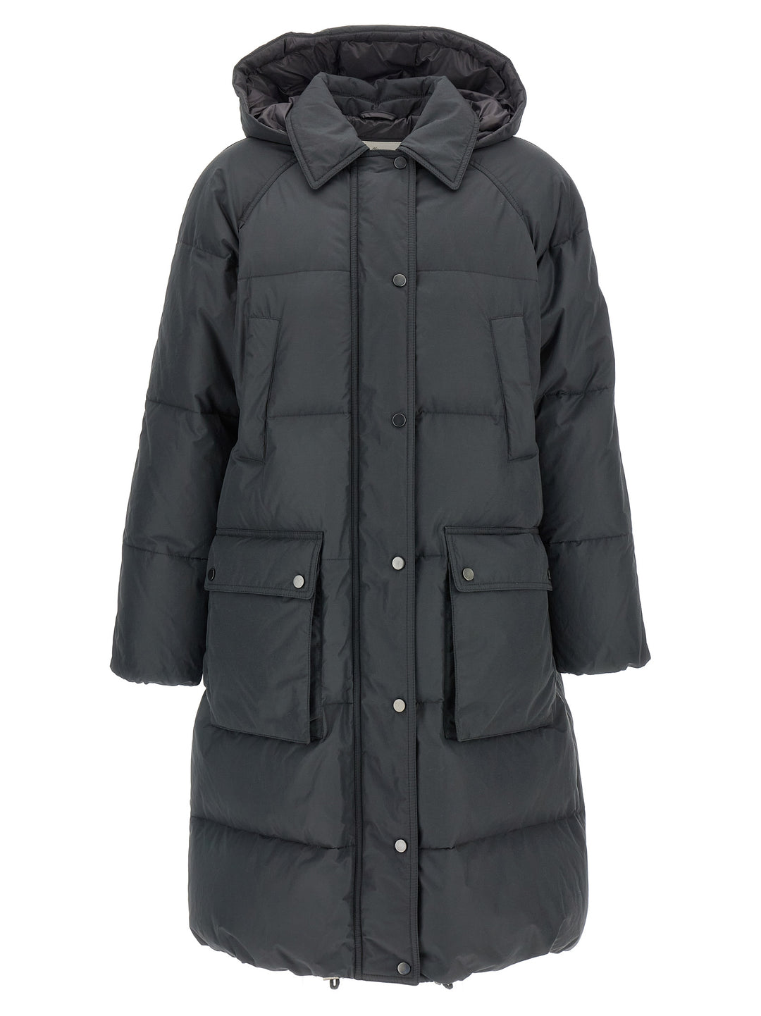 Brunello Cucinelli Shiny Zipper Pull Puffer Jackets - Gray | b73944de89a67be427a94c2babb3c9ebcd6d95cd