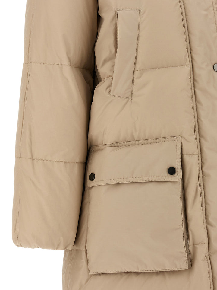 Brunello Cucinelli Shiny Zipper Pull Puffer Jackets - Beige | 63a804a9544593967192a3e7644d3c9b1e6b1c93