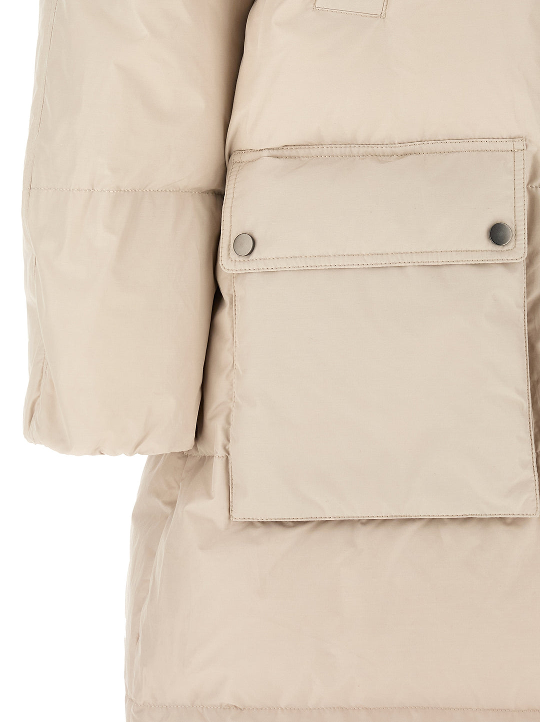 Brunello Cucinelli Shiny Zipper Pull Puffer Jackets - Beige | 92f369bf551b84aafedbcd65104aee60715402d2