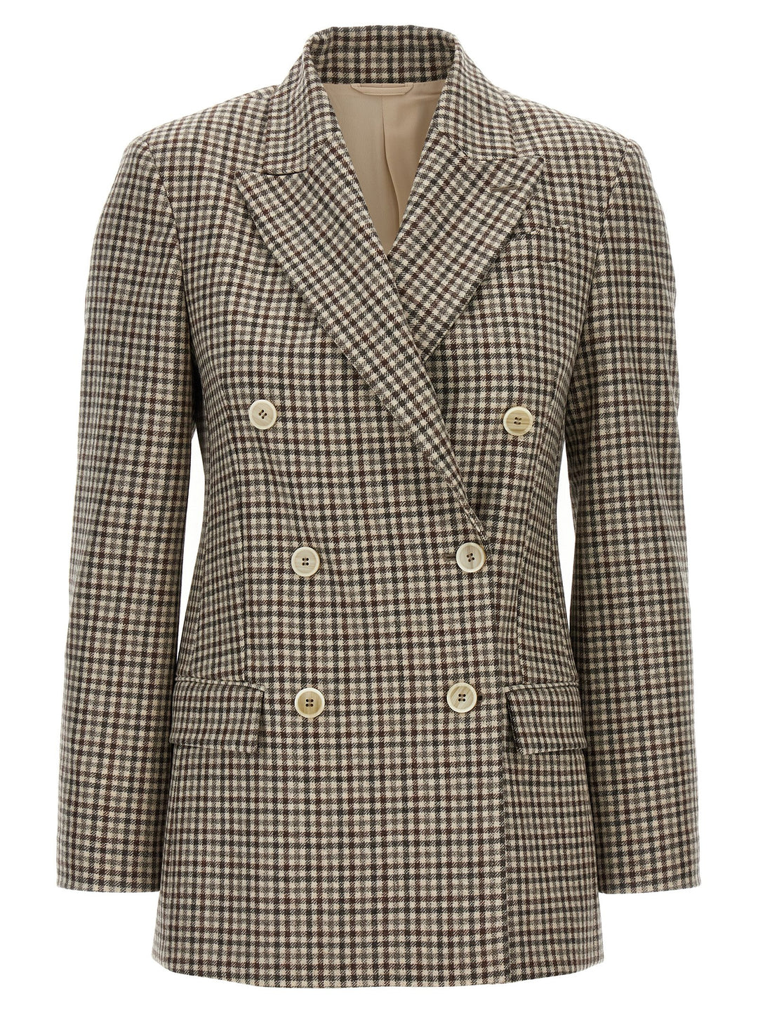 Brunello Cucinelli Blazer Check Monile BlazerS - Beige | 284e64f044beaa4b3ddd23e7922bebdd11dc16be