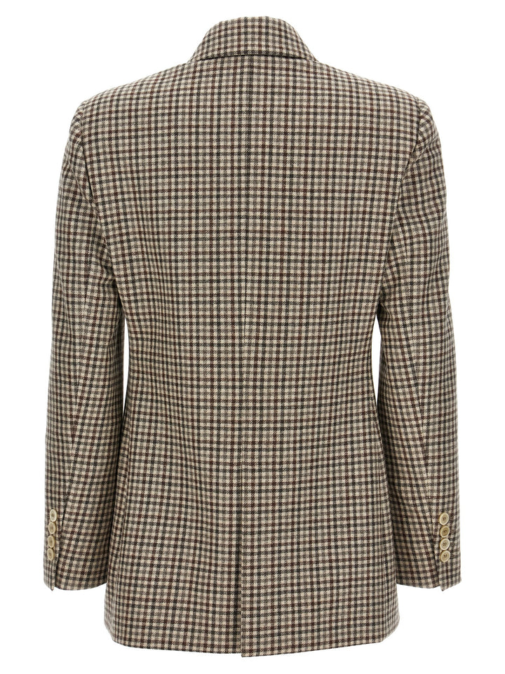 Brunello Cucinelli Blazer Check Monile BlazerS - Beige | 041276ca4e36a41f1c410a14ff5e23bdc1b25039