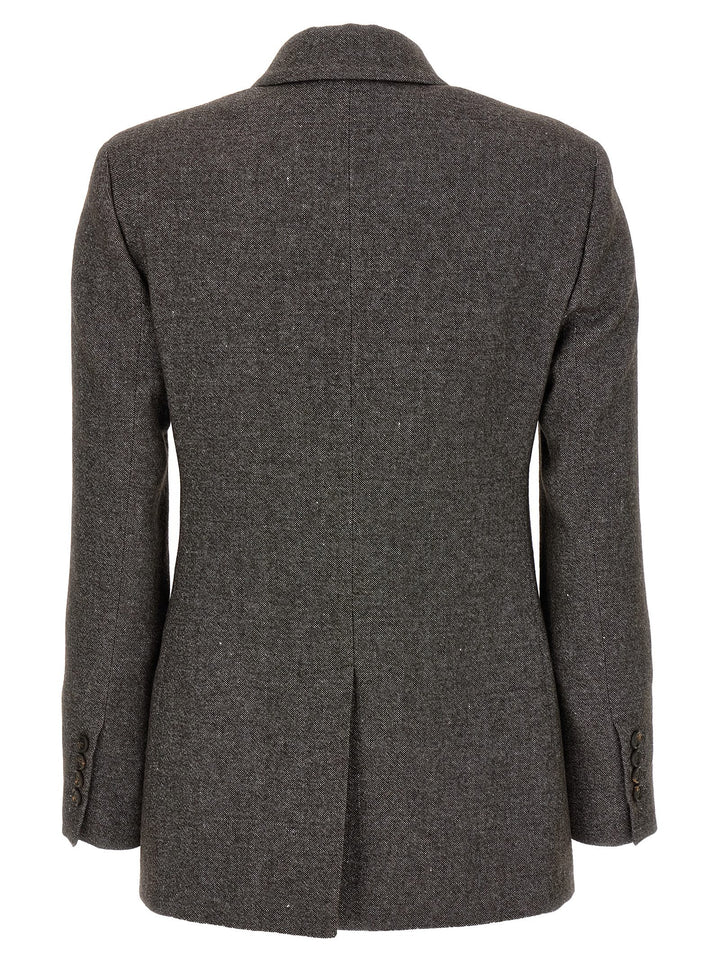 Brunello Cucinelli Blazer Tweed Monile BlazerS - Brown | 1589f3ab02130067bac604f8da455cb7036f9f86