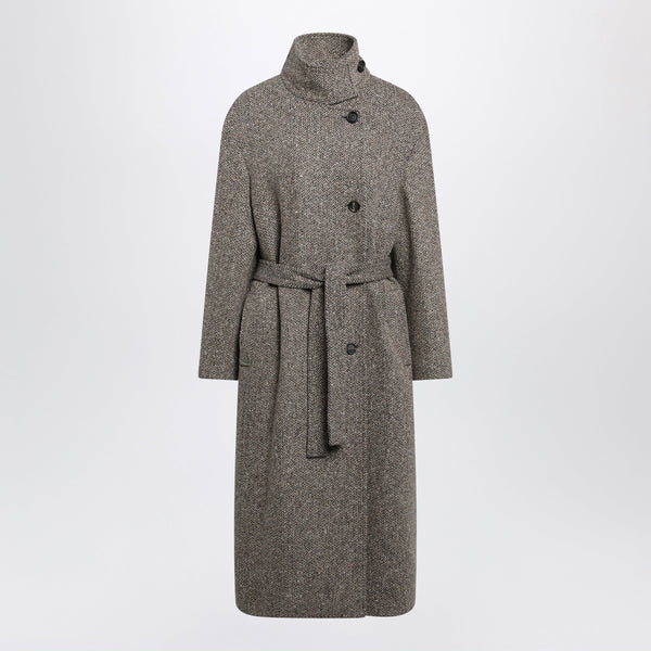 Sparkling Camel And Black Virgin Wool Coat
