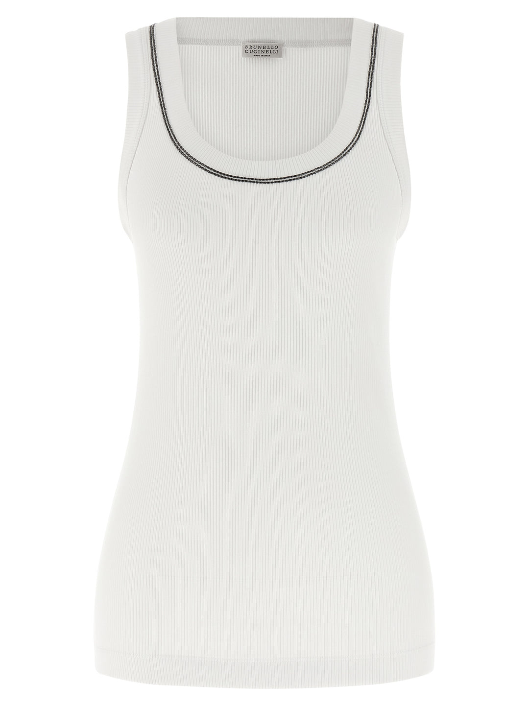 Brunello Cucinelli Shiny Trim Tops - White | 37ce3bb3443c9137e817871864c1f2d59339186f