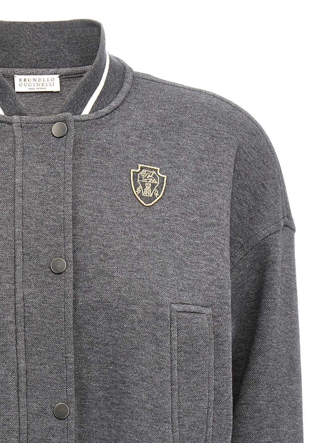 Logo Embroidery Cardigan Sweater, Cardigans Gray