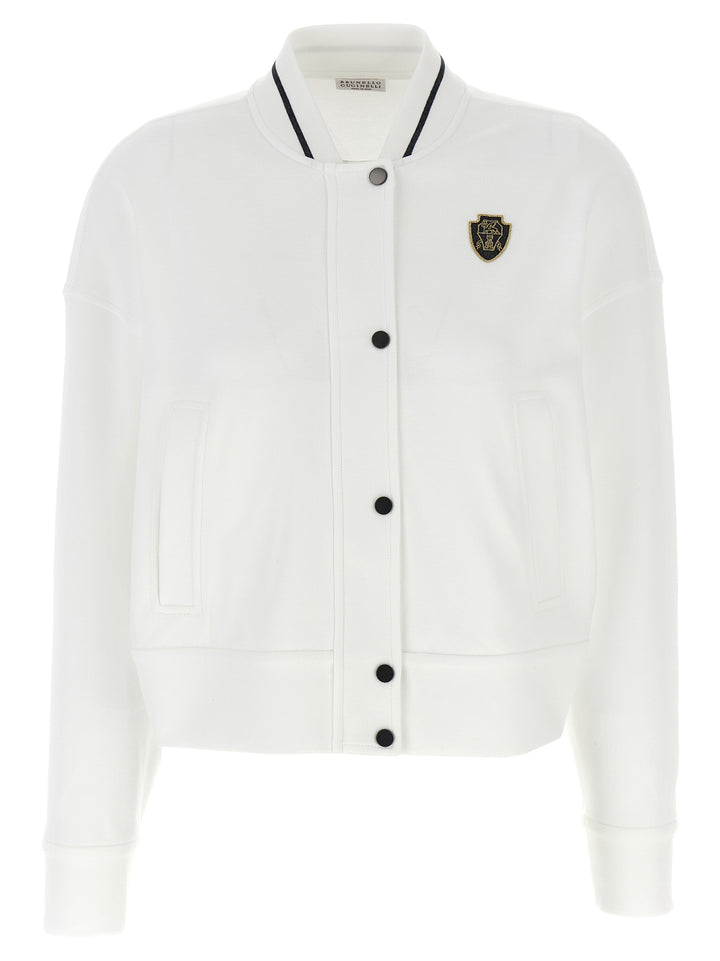 Logo Embroidery Cardigan Sweater, Cardigans White