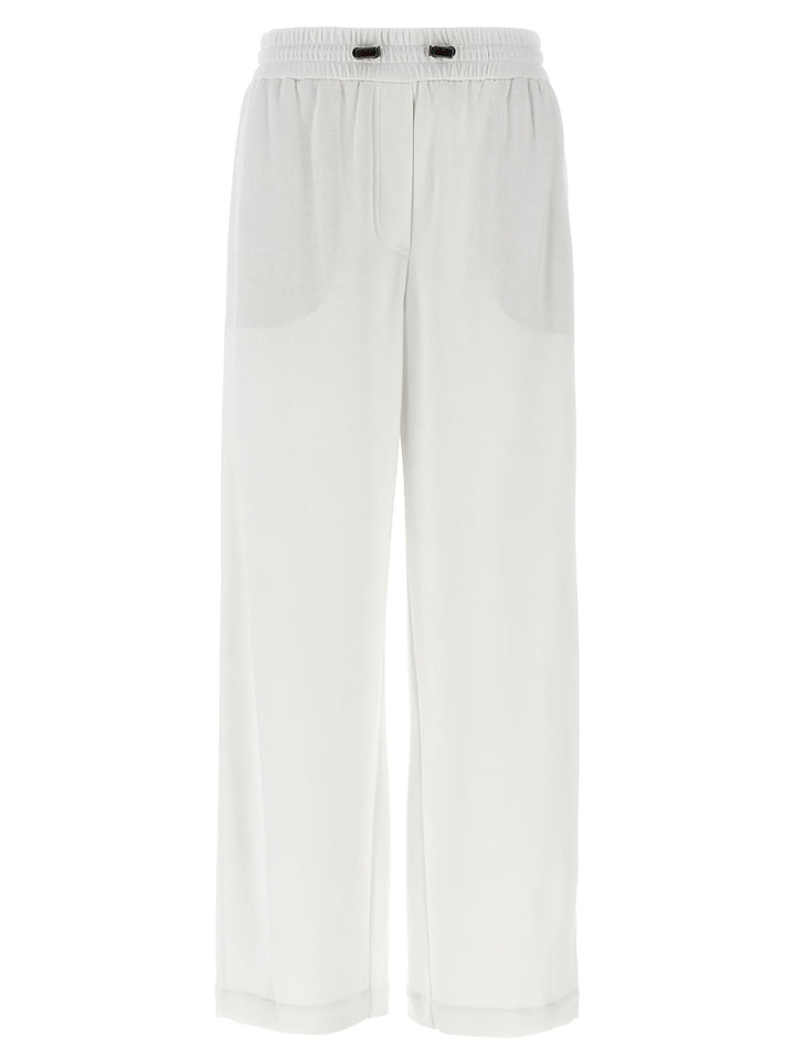 Brunello Cucinelli Piqué Cotton Joggers Pants - White | 2ecc355226f27dfb99a25a2ce06a40703cce7c00