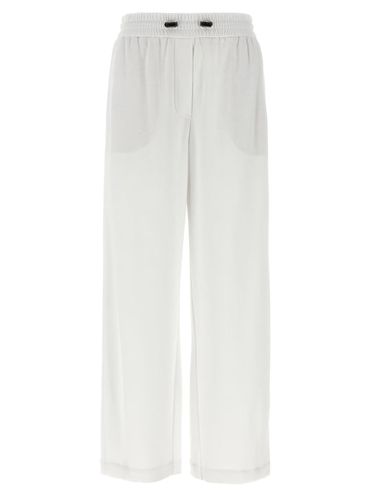 Piqué Cotton Joggers Pants White