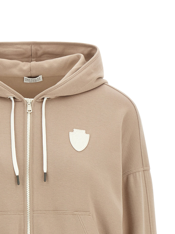 Brunello Cucinelli Heraldic Coat Of Arms Hoodie Sweatshirt - Beige | bd4d3262c123f510670abb9cd0a892738001c6dd