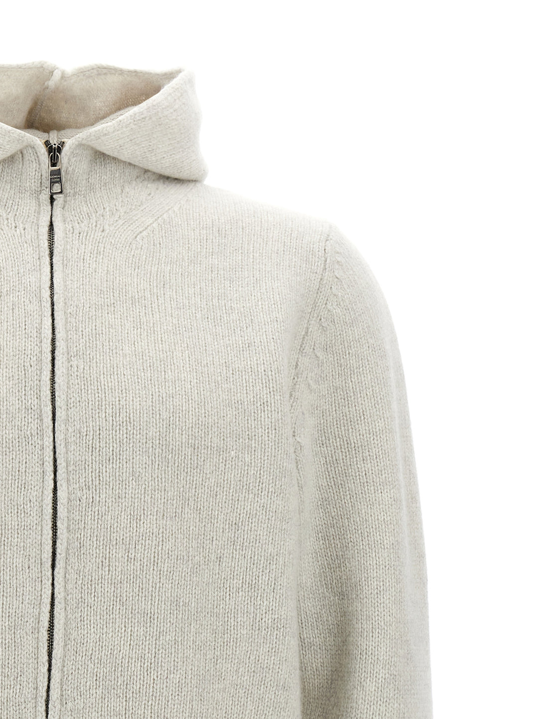 Destroyed Hooded Cardigan Sweater, Cardigans White