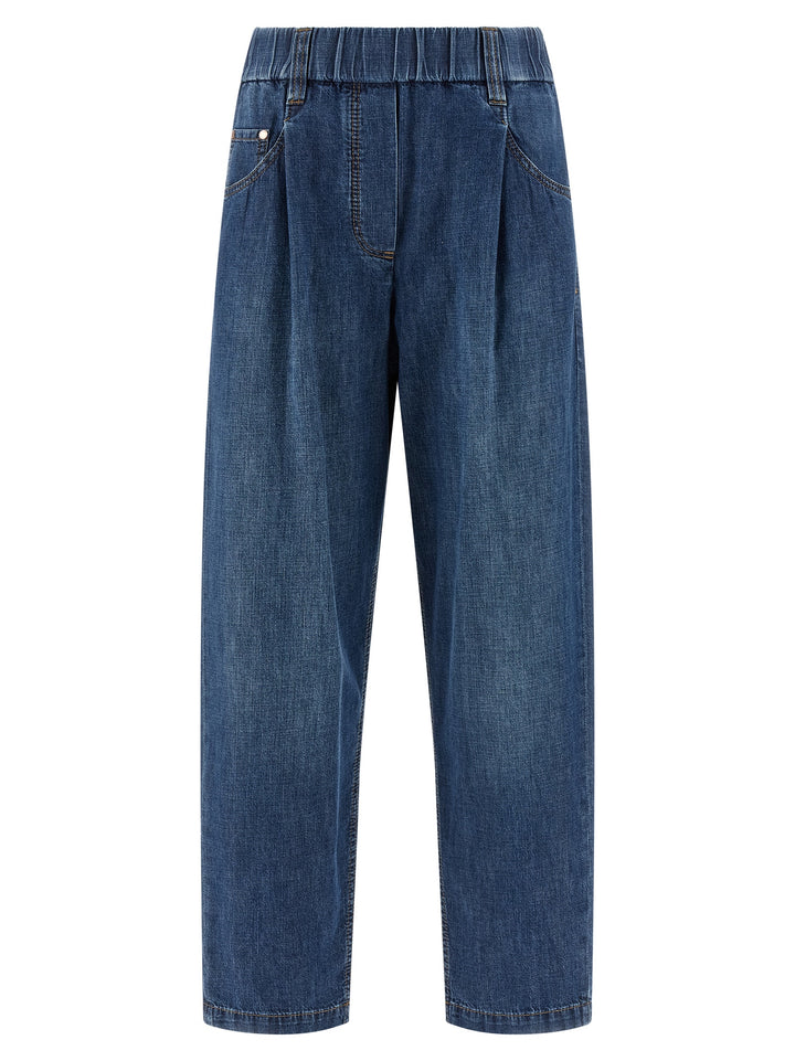 Brunello Cucinelli Pull-Up Jeans - Blue | f40347bedadbb013c5c3ea2702f22e6721ab7a46