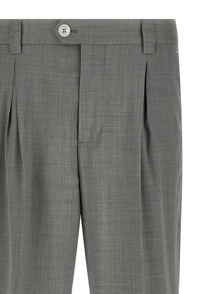 Brunello Cucinelli Mélange Wool Pants - Gray | 327b51646220620b8a5de01540d183b2cbed94e8