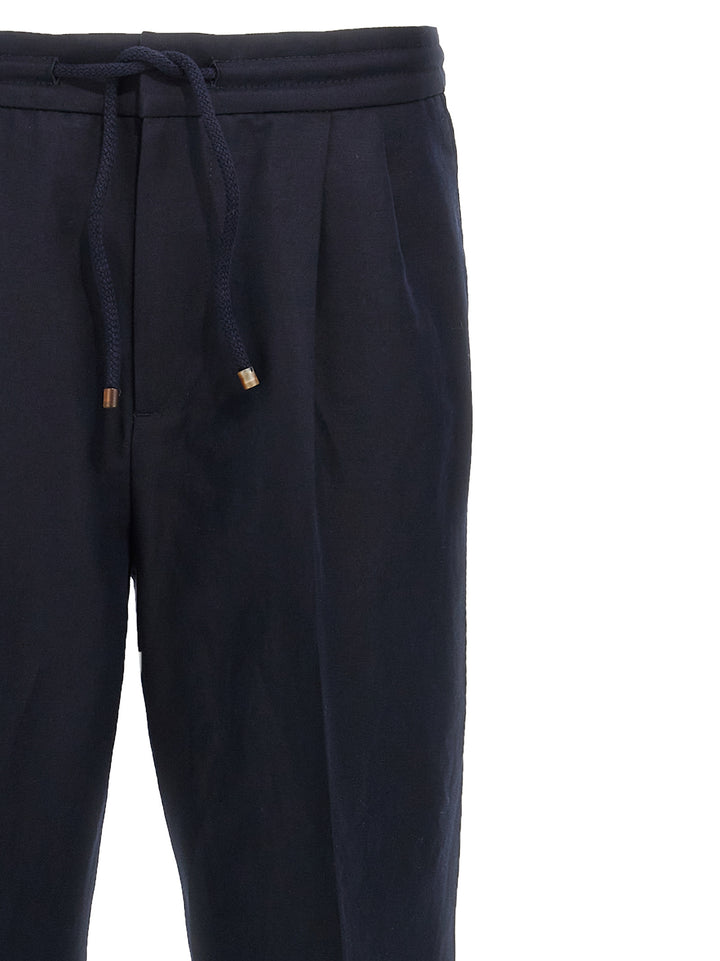 Linen Trousers Pants Blue