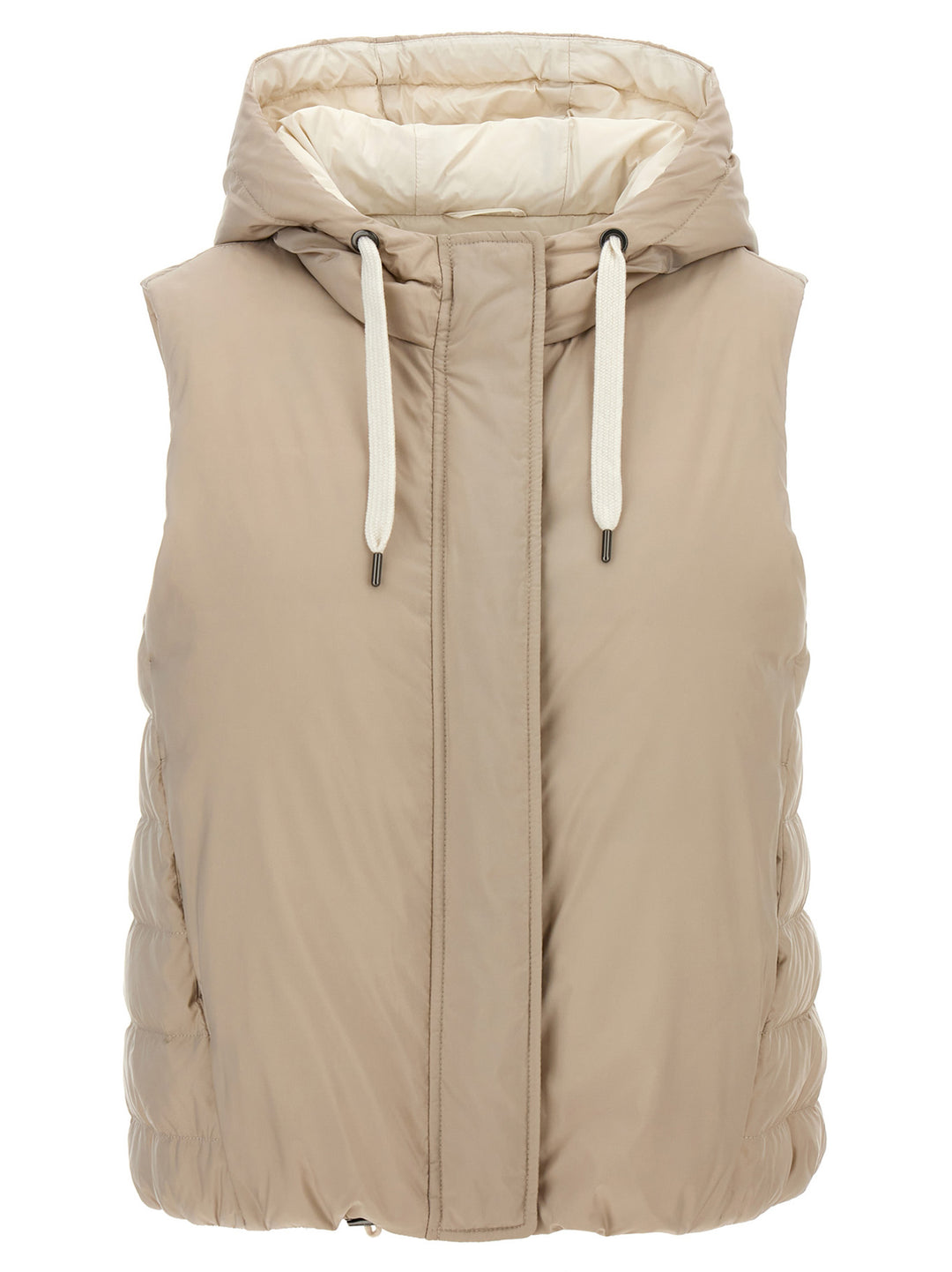 Hooded Vest Gilet Beige