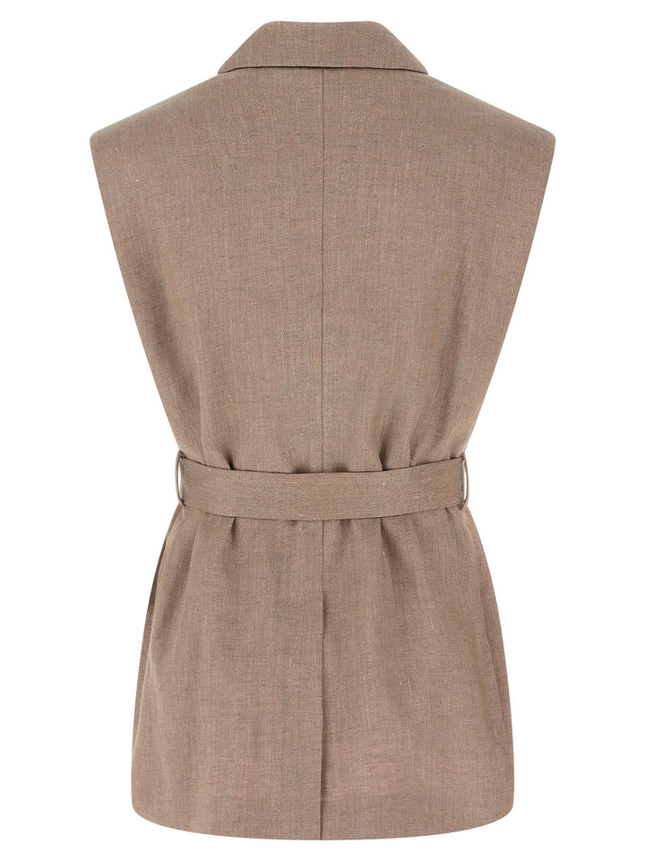 Brunello Cucinelli Belted Vest Gilet - Pink | 2d6dbecc7477c49bda1fa8ea0193e02d75411694