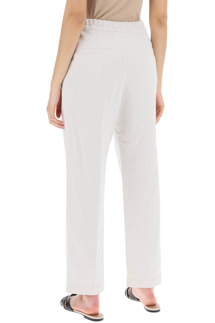 Pantaloni Slouchy In Cotone E Lino