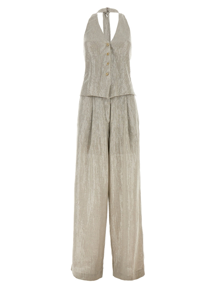 Sequin Jumpsuit Jewelry Beige