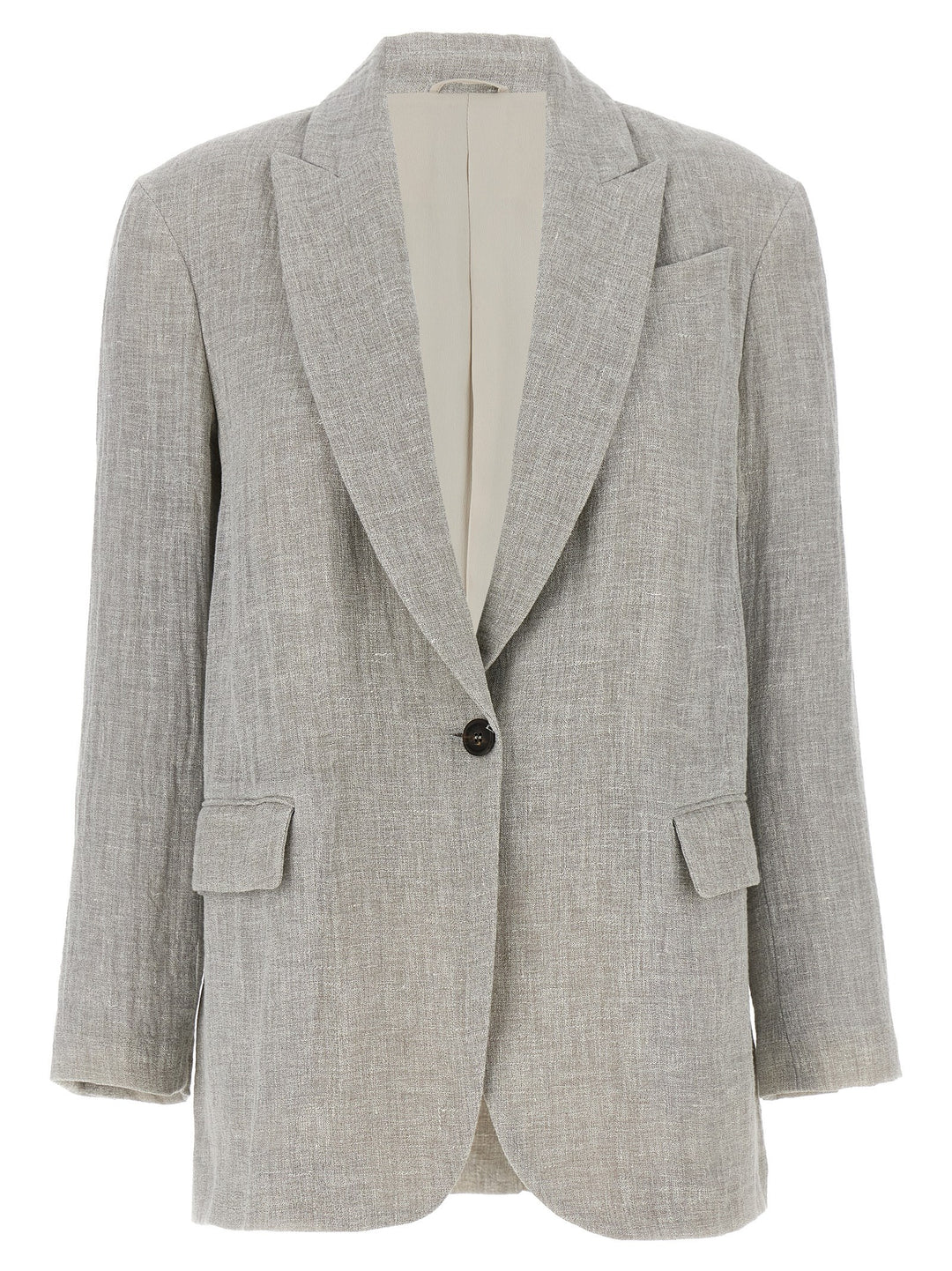 Single-Breasted Linen Blazer Blazer And Suits Gray