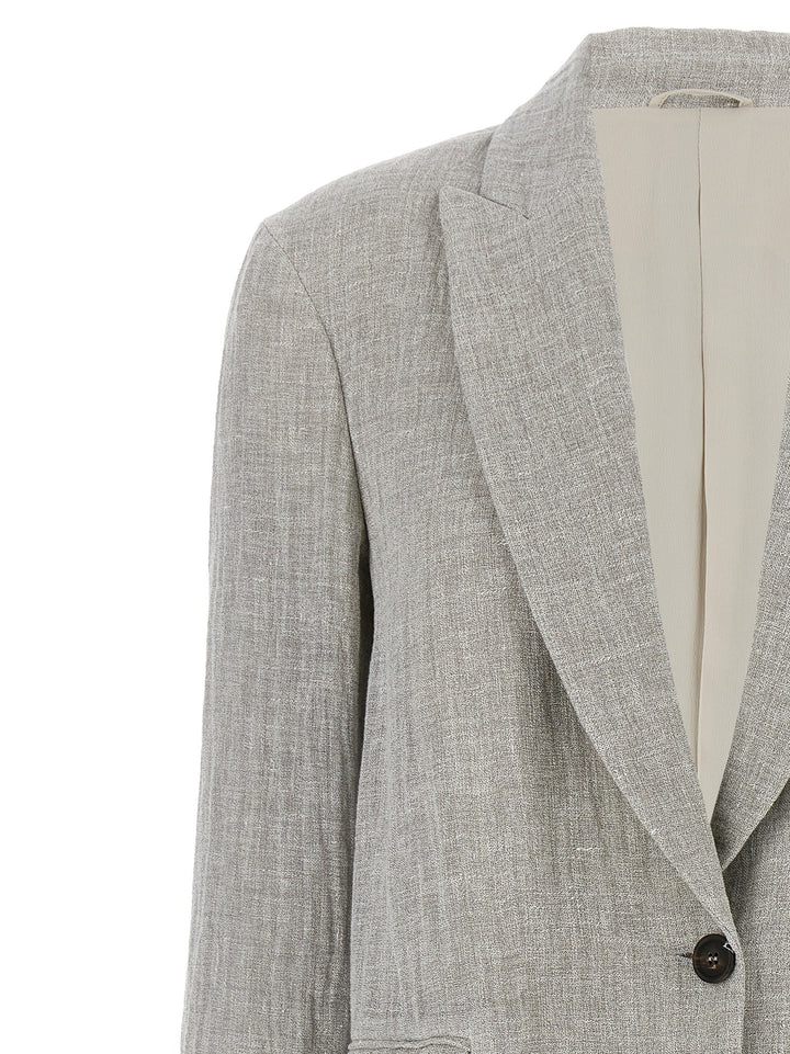 Single-Breasted Linen Blazer Blazer And Suits Gray