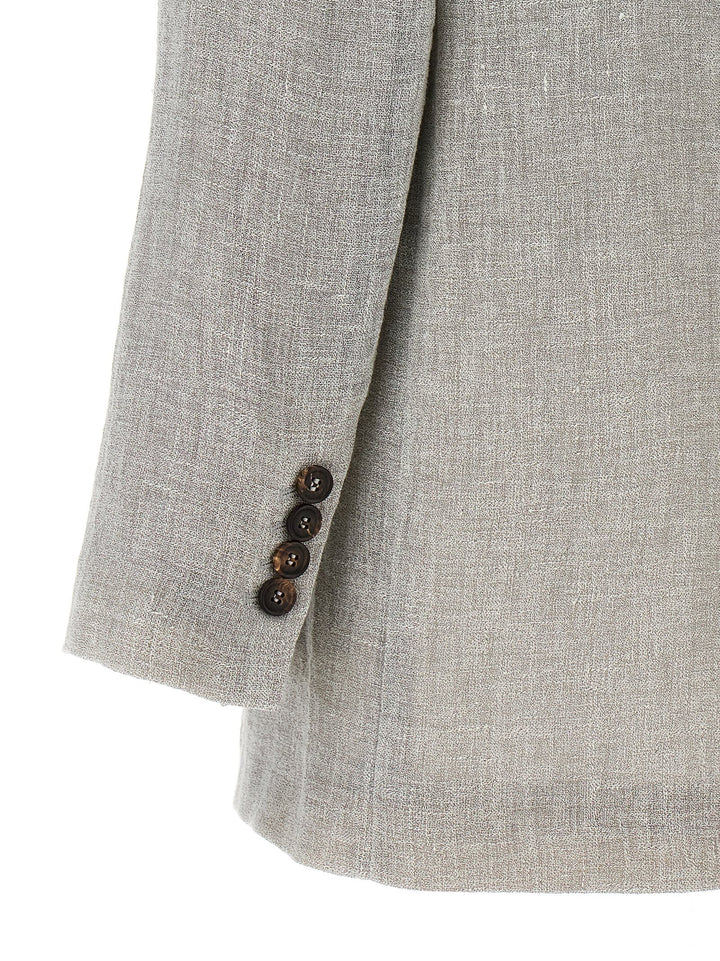 Single-Breasted Linen Blazer Blazer And Suits Gray