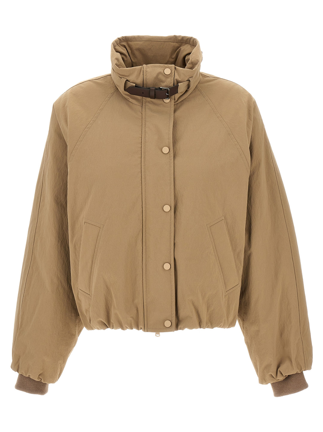 Leather Strap Down Jacket Casual Jackets, Parka Beige