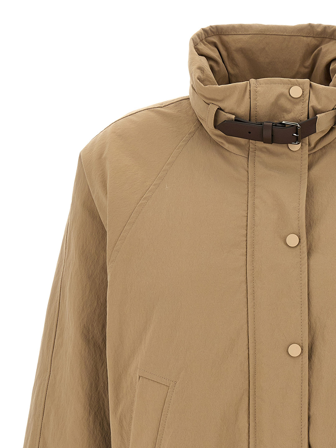 Leather Strap Down Jacket Casual Jackets, Parka Beige