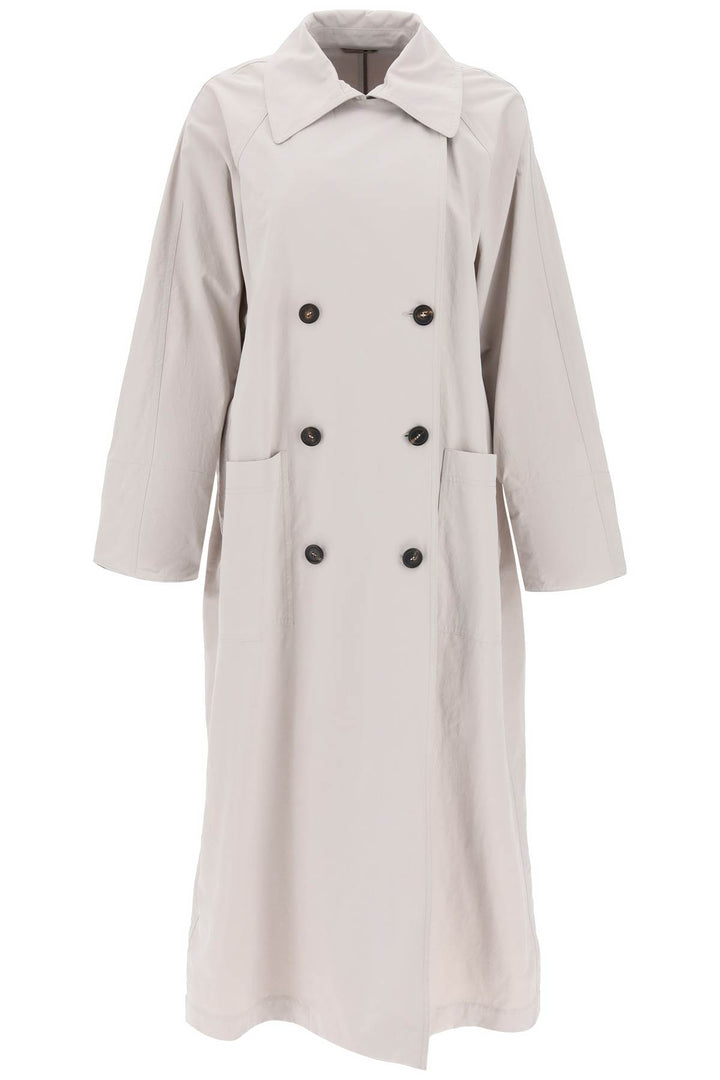 Double Breasted Trench Coat With Shiny Cuff Details