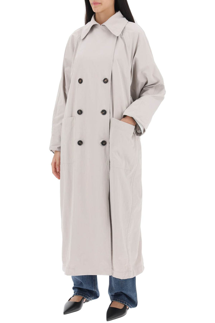 Double Breasted Trench Coat With Shiny Cuff Details