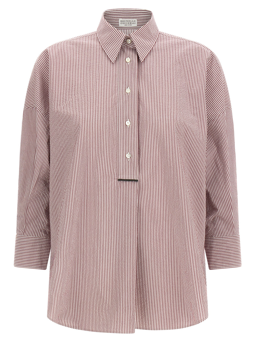 Brunello Cucinelli Striped Shirt Shirt and Blouse - Bordeaux | 907780db5938e49c09b546bb2dcb458b0a4a82e1