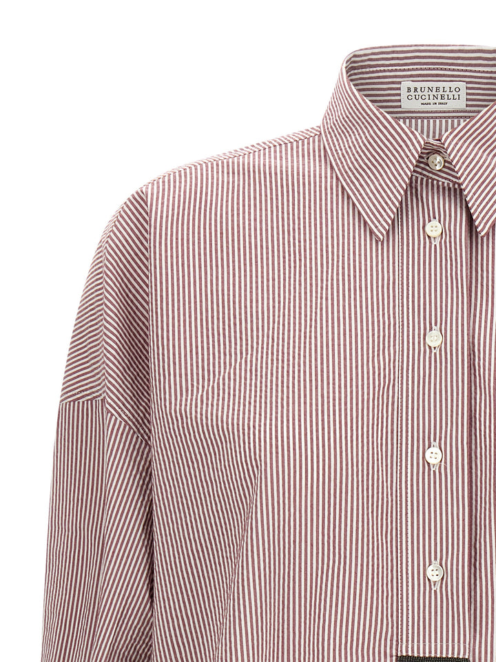 Brunello Cucinelli Striped Shirt Shirt and Blouse - Bordeaux | e116d90654d8c0b9e8dabd69a9943653cb4e6853