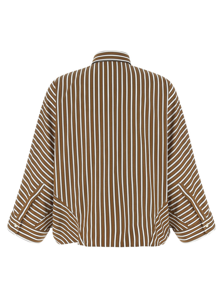 Brunello Cucinelli Monile Striped Shirt Shirt and Blouse - Brown | 03e20cd1c3c031116bfe800ea6383ea2902fa78e