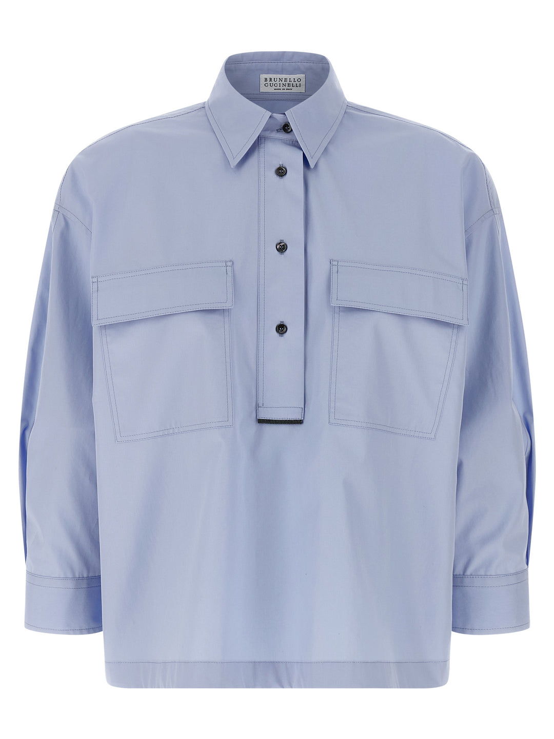 Brunello Cucinelli Pocket Shirt Shirt and Blouse - Light Blue | 02b34bbd996757fd2a4c59ceed76655349dbad10