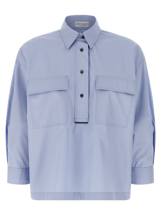 Pocket Shirt Shirt And Blouse Light Blue