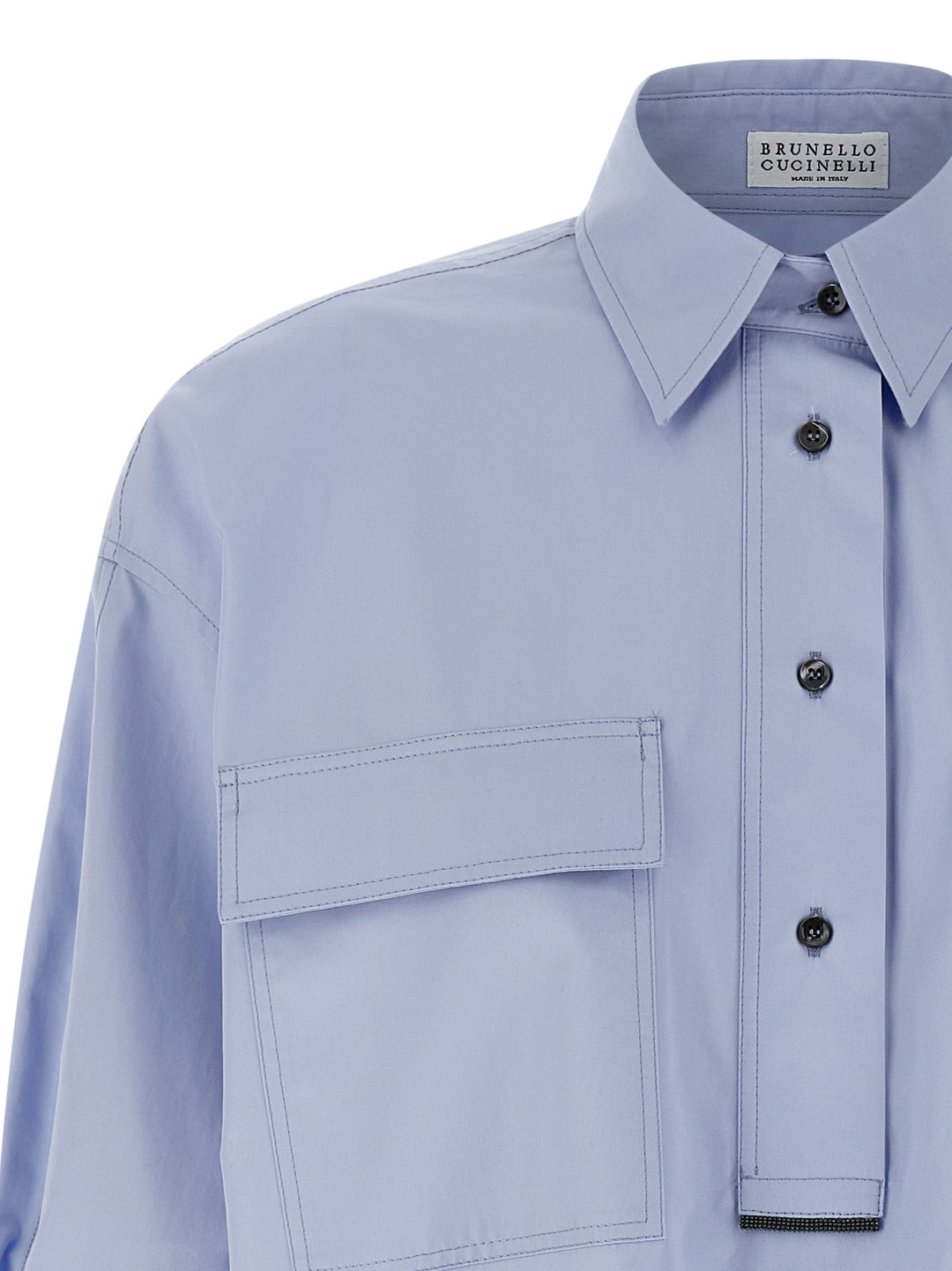 Brunello Cucinelli Pocket Shirt Shirt and Blouse - Light Blue | e4b29a60ccc371282829fb85e6c76974e8d76cf8