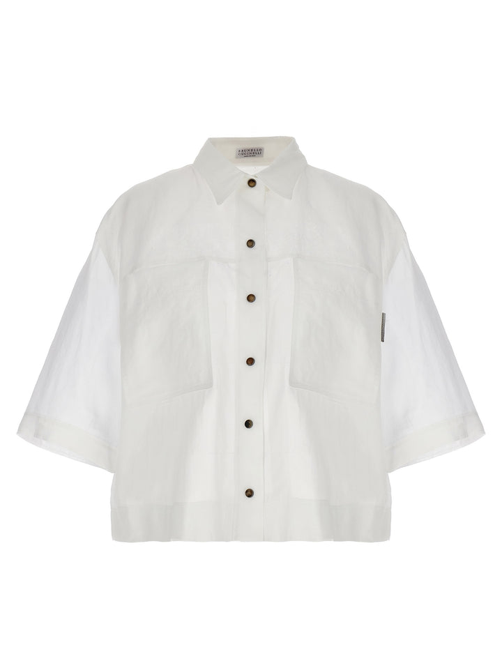 Semi-Transparent Shirt Shirt, Blouse White