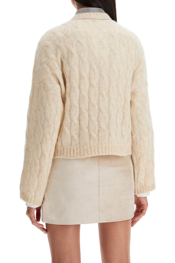 Pullover A Trecce In Lana E Mohair