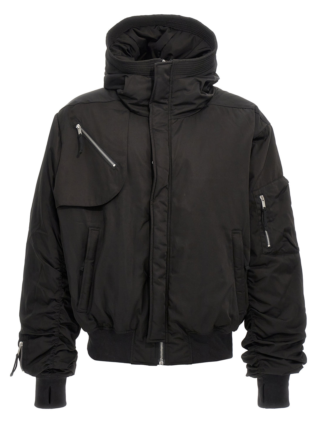 Hooded Bomber Jacket Casual Jackets, Parka Black