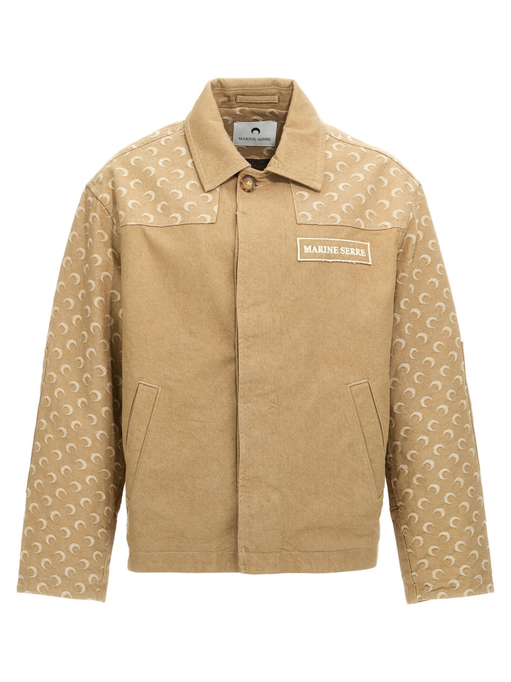 Moon Jacquard Casual Jackets, Parka Beige