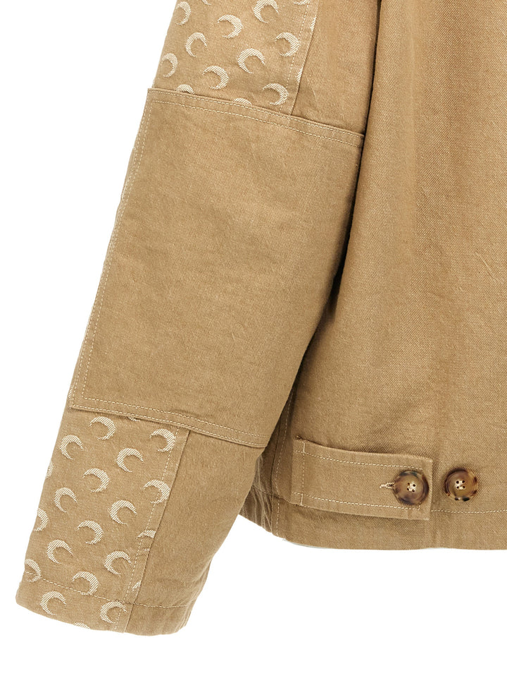 Moon Jacquard Casual Jackets, Parka Beige