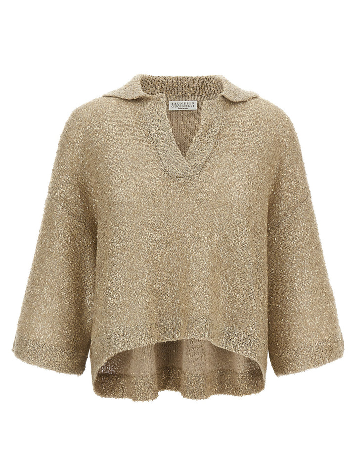 Brunello Cucinelli Shearling Polo - Beige | 41dac787b9c0a0b22d01f5a378b17ad2d81ebf50