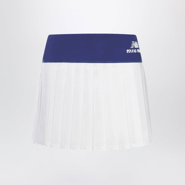 Royal Blue/White Pleated Mini Skirt In Stretch Technical Jersey