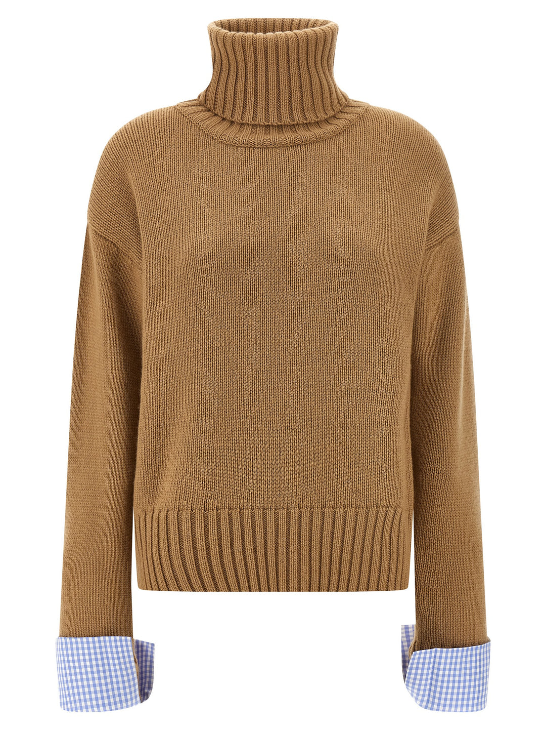 Maison Jejia Vichy Cuffs Sweater Sweaters and Cardigans - Beige | 693721a245a19b8e6e6e860e940f9f2632cbefce