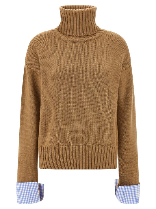 Vichy Cuffs Sweater Sweaters And Cardigans Beige
