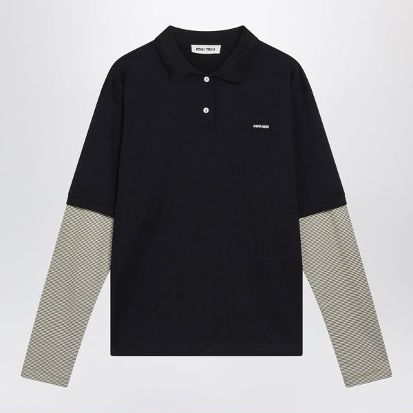 Blue/Olive Cotton Jersey Polo Shirt