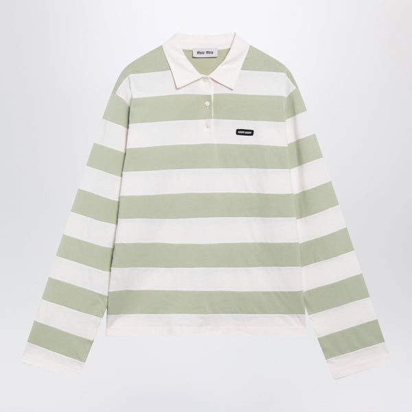 Petal/Agave Striped Jersey Polo Shirt