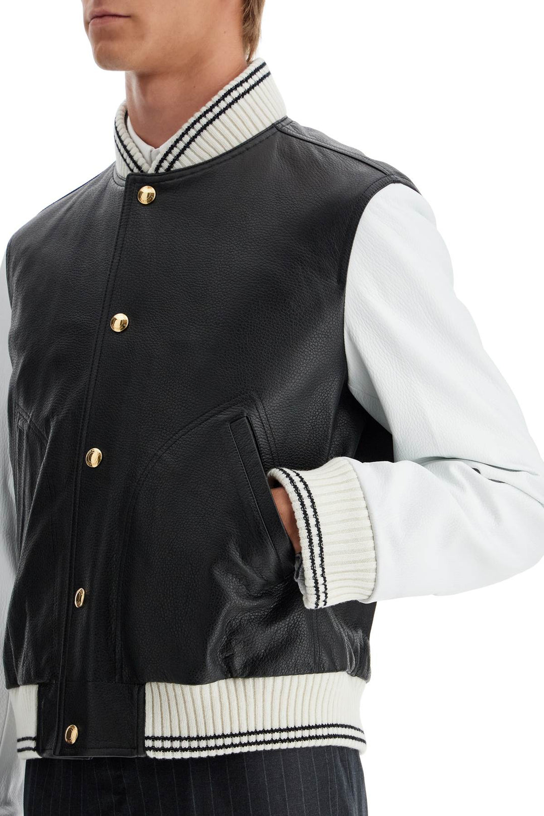 Leather Varsity Bomber Jacket